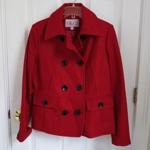 Women's Cherry Red Glo Winter Pea Coat